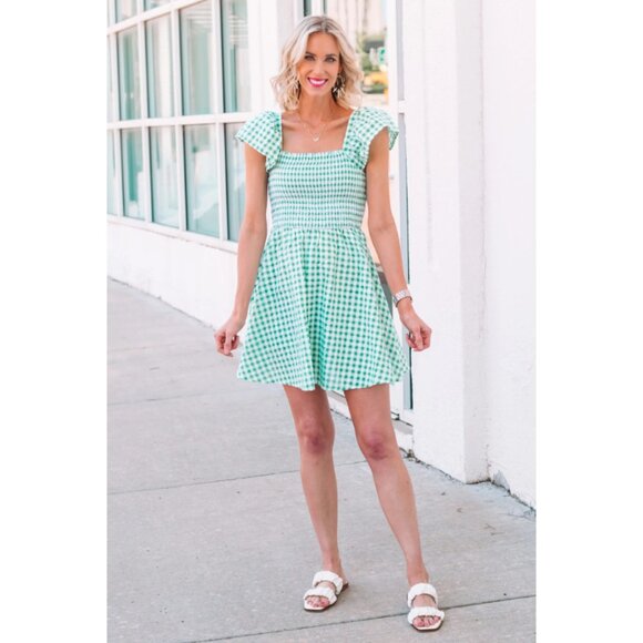 Old Navy Mint Checkered Midi Dress - Picture 2 of 14